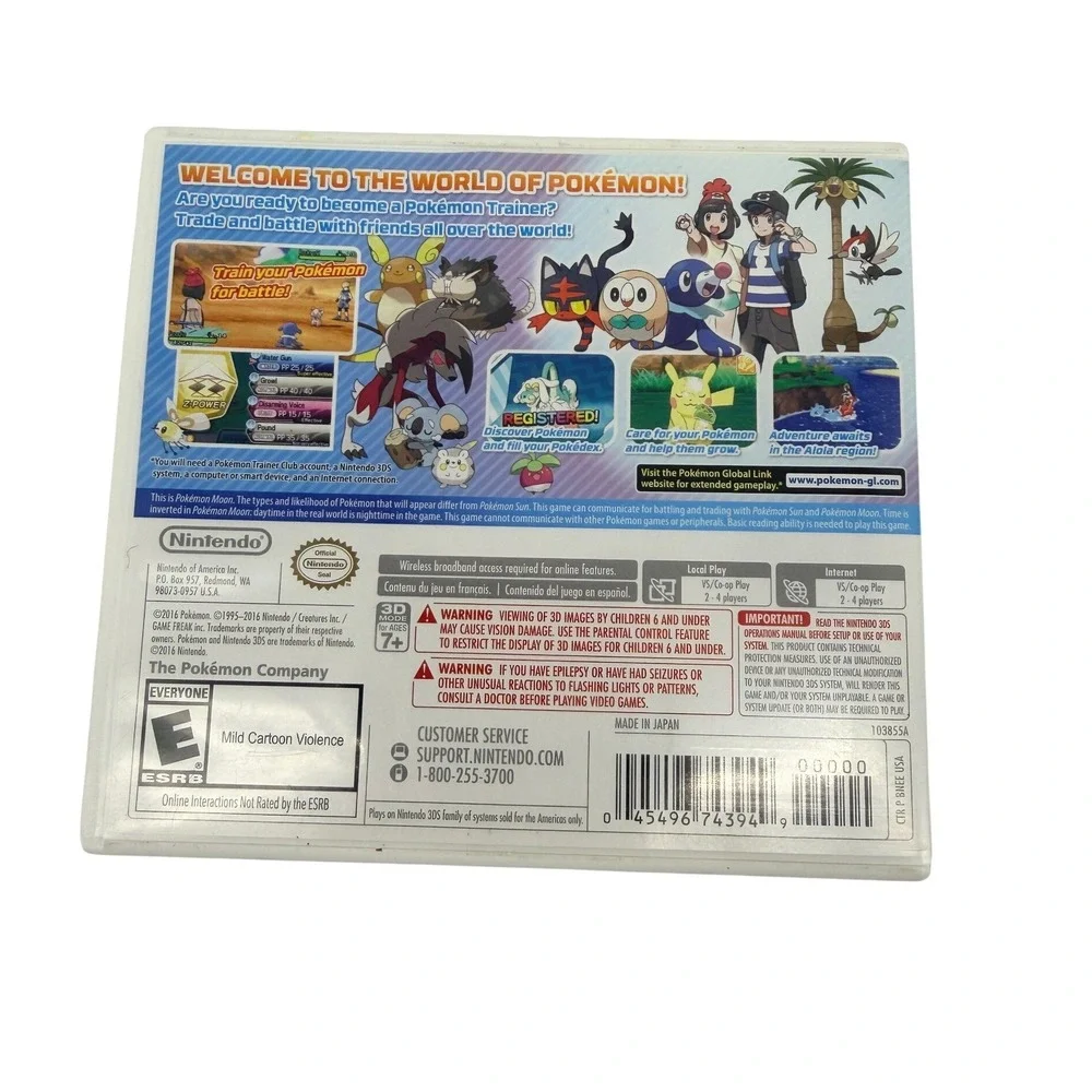 Pokemon Moon Nintendo‎ 3DS Game Authentic Cartridge with Case